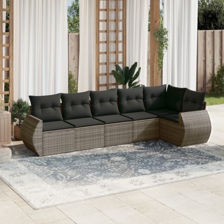 Set de muebles de jardín 6 pzas y cojines ratán sintético gris en Conjuntos de jardín | Comprar online en Foru.es