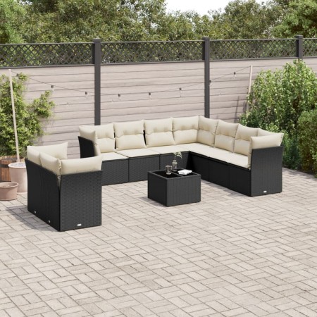 Set de sofás de jardín 10 pzas cojines ratán sintético negro de , Conjuntos de jardín - Ref: Foro24-3249685, Precio: 626,77 €...