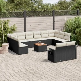 Set de sofás de jardín y cojines 13 pzas ratán sintético negro de , Conjuntos de jardín - Ref: Foro24-3257127, Precio: 781,84...