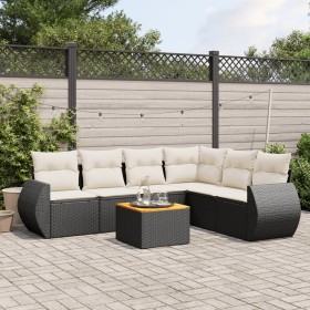 Set de comedor de jardín 7 pzas y cojines ratán sintético negro de , Conjuntos de jardín - Ref: Foro24-3257351, Precio: 433,2...