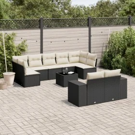 Set de sofás de jardín 10 pzas cojines ratán sintético negro de , Conjuntos de jardín - Ref: Foro24-3255363, Precio: 610,97 €...