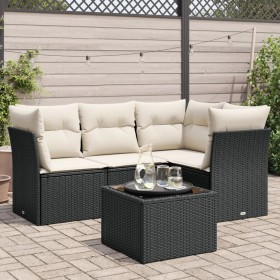 Set de muebles de jardín 5 pzas y cojines ratán sintético negro de , Conjuntos de jardín - Ref: Foro24-3249425, Precio: 323,4...