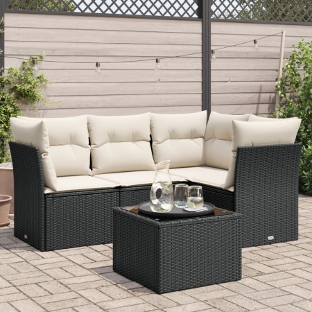 Set de muebles de jardín 5 pzas y cojines ratán sintético negro de , Conjuntos de jardín - Ref: Foro24-3249425, Precio: 323,4...