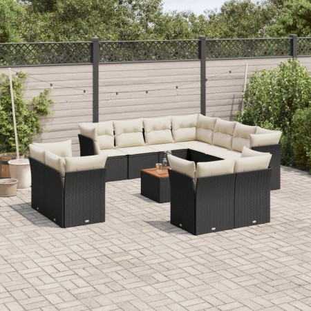 Set de sofás de jardín y cojines 12 pzas ratán sintético negro de , Conjuntos de jardín - Ref: Foro24-3256273, Precio: 814,21...