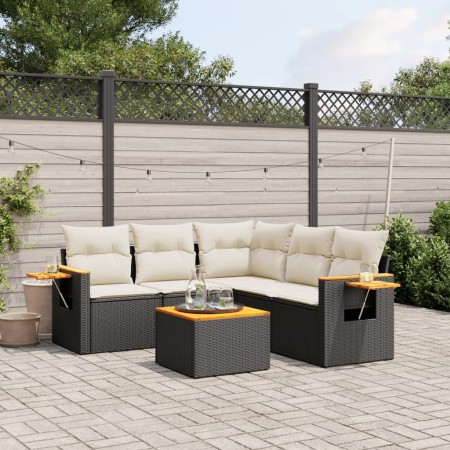 Set de sofás de jardín 6 piezas y cojines ratán sintético negro de , Conjuntos de jardín - Ref: Foro24-3226805, Precio: 371,3...