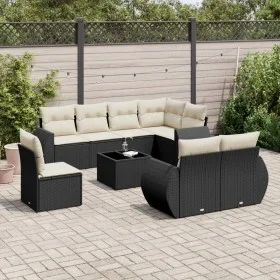 Set de sofás de jardín 8 piezas y cojines ratán sintético negro de , Conjuntos de jardín - Ref: Foro24-3253983, Precio: 668,4...