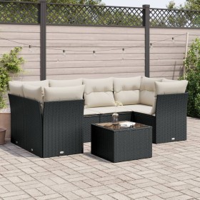 Set de comedor de jardín 7 pzas y cojines ratán sintético negro de , Conjuntos de jardín - Ref: Foro24-3249105, Precio: 444,5...