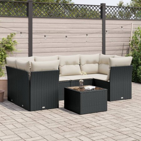 Set de comedor de jardín 7 pzas y cojines ratán sintético negro de , Conjuntos de jardín - Ref: Foro24-3249105, Precio: 444,5...
