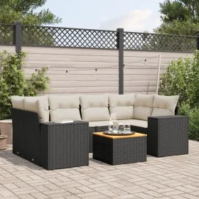 Set de comedor de jardín 7 pzas y cojines ratán sintético negro de , Conjuntos de jardín - Ref: Foro24-3257673, Precio: 460,1...