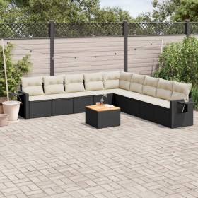 Set de sofás de jardín 10 pzas cojines ratán sintético negro de , Conjuntos de jardín - Ref: Foro24-3256938, Precio: 571,79 €...