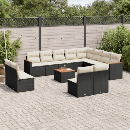 Set de sofás de jardín y cojines 13 pzas ratán sintético negro de , Conjuntos de jardín - Ref: Foro24-3258878, Precio: 751,94...