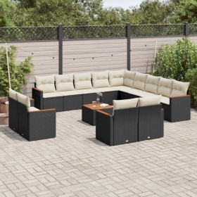 Set sofás de jardín 14 pzas con cojines ratán sintético negro de , Conjuntos de jardín - Ref: Foro24-3258934, Precio: 873,21 ...