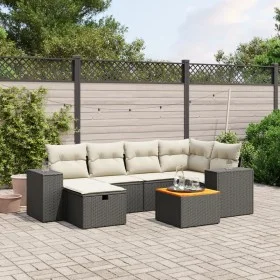Set de comedor de jardín 7 pzas y cojines ratán sintético negro de , Conjuntos de jardín - Ref: Foro24-3265172, Precio: 429,3...