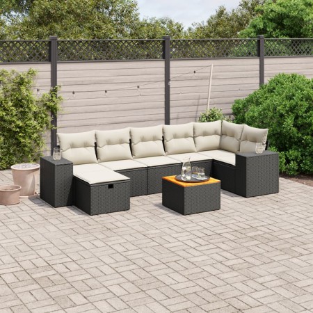 Set de sofás de jardín 8 piezas y cojines ratán sintético negro de , Conjuntos de jardín - Ref: Foro24-3265179, Precio: 442,0...