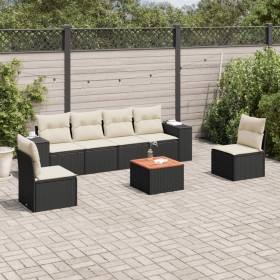 Set de comedor de jardín 7 pzas y cojines ratán sintético negro de , Conjuntos de jardín - Ref: Foro24-3257722, Precio: 401,4...
