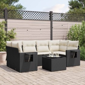 Set de comedor de jardín 7 pzas y cojines ratán sintético negro de , Conjuntos de jardín - Ref: Foro24-3252253, Precio: 457,0...