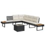 Set de sofás jardín 2 pzas con cojines ratán PE y vidrio negro de , Conjuntos de jardín - Ref: Foro24-3277493, Precio: 308,19...