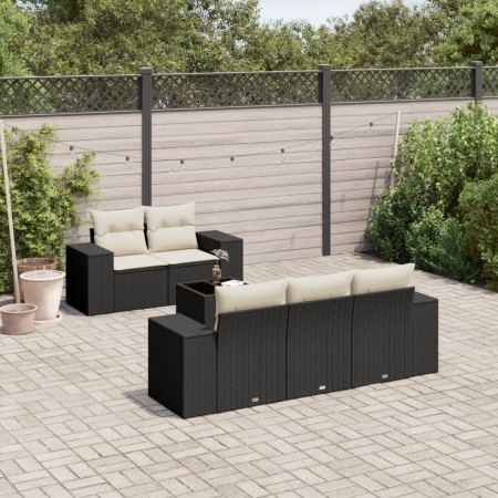 Set de sofás de jardín 6 piezas y cojines ratán sintético negro de , Conjuntos de jardín - Ref: Foro24-3254633, Precio: 427,6...