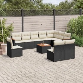 Set de sofás de jardín 11 pzas y cojines ratán sintético negro de , Conjuntos de jardín - Ref: Foro24-3258479, Precio: 604,98...