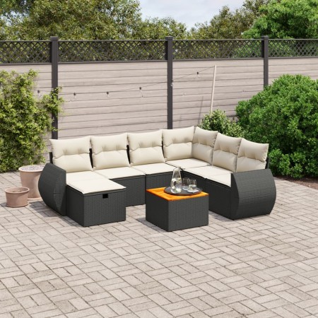 Set de sofás de jardín 8 piezas y cojines ratán sintético negro de , Conjuntos de jardín - Ref: Foro24-3265074, Precio: 446,4...