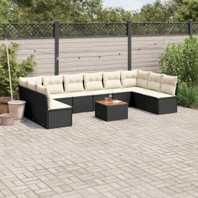 Set de sofás de jardín 11 pzas y cojines ratán sintético negro de , Conjuntos de jardín - Ref: Foro24-3256126, Precio: 581,73...