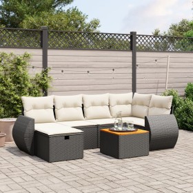 Set de comedor de jardín 7 pzas y cojines ratán sintético negro de , Conjuntos de jardín - Ref: Foro24-3265060, Precio: 414,0...