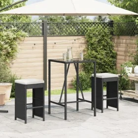 Taburetes altos de bar de jardín cojines 2 uds ratán PE negro de , Sillas de jardín - Ref: Foro24-368686, Precio: 133,60 €, D...