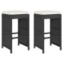 Taburetes altos de bar de jardín cojines 2 uds ratán PE negro de , Sillas de jardín - Ref: Foro24-368686, Precio: 118,82 €, D...