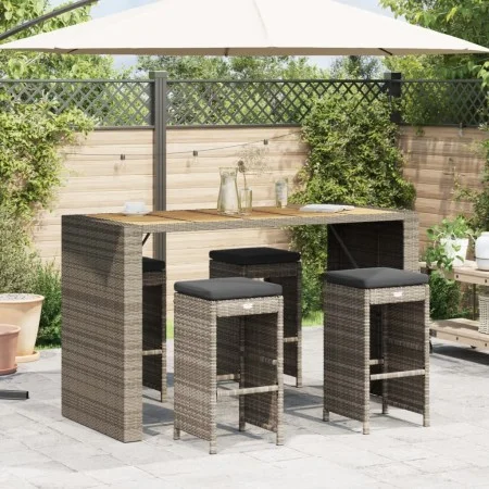 Taburetes altos de bar de jardín cojines 4 uds ratán PE gris de , Sillas de jardín - Ref: Foro24-368690, Precio: 257,16 €, De...