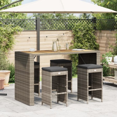 Taburetes altos de bar de jardín cojines 4 uds ratán PE gris de , Sillas de jardín - Ref: Foro24-368690, Precio: 228,21 €, De...