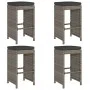 Taburetes altos de bar de jardín cojines 4 uds ratán PE gris de , Sillas de jardín - Ref: Foro24-368690, Precio: 257,16 €, De...