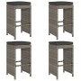 Taburetes altos de bar de jardín cojines 4 uds ratán PE gris de , Sillas de jardín - Ref: Foro24-368690, Precio: 228,21 €, De...
