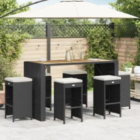 Taburetes altos de bar de jardín cojines 6 uds ratán PE negro de , Sillas de jardín - Ref: Foro24-368692, Precio: 372,34 €, D...