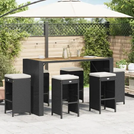 Taburetes altos de bar de jardín cojines 6 uds ratán PE negro de , Sillas de jardín - Ref: Foro24-368692, Precio: 372,34 €, D...