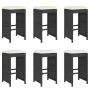 Taburetes altos de bar de jardín cojines 6 uds ratán PE negro de , Sillas de jardín - Ref: Foro24-368692, Precio: 372,34 €, D...