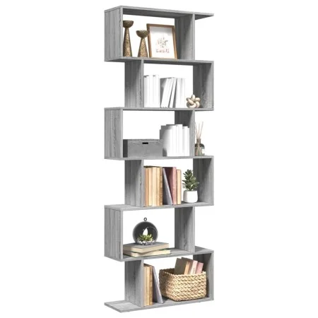 Librería divisora 6 niveles madera gris Sonoma 70x24x193 cm de , Librerías y estanterías - Ref: Foro24-858089, Precio: 70,81 ...