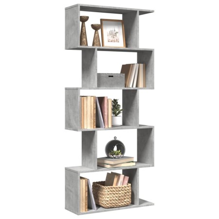 Librería divisora 5 niveles madera gris hormigón 70x24x161 cm de , Librerías y estanterías - Ref: Foro24-858096, Precio: 60,8...