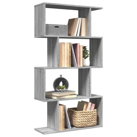 Librería divisora 4 niveles madera gris Sonoma 70x24x129 cm de , Librerías y estanterías - Ref: Foro24-858107, Precio: 53,30 ...