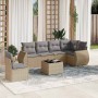 Set sofás de jardín 7 piezas y cojines ratán sintético beige en Conjuntos de jardín | Comprar online en Foru.es