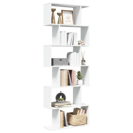 Librería divisor 6 niveles madera ingeniería blanco 70x24x193cm de , Librerías y estanterías - Ref: Foro24-858084, Precio: 73...