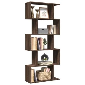Librería divisora 5 niveles madera marrón roble 70x24x161 cm de , Librerías y estanterías - Ref: Foro24-858099, Precio: 67,29...