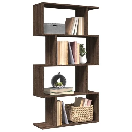 Librería divisora 4 niveles madera marrón roble 70x24x129 cm de , Librerías y estanterías - Ref: Foro24-858108, Precio: 53,30...