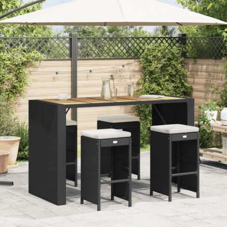 Taburetes altos de bar de jardín cojines 4 uds ratán PE negro de , Sillas de jardín - Ref: Foro24-368689, Precio: 224,95 €, D...