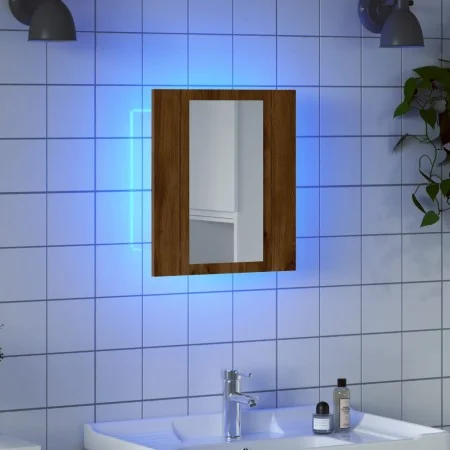 Armario de baño con espejo LED madera roble artisan 40x12x45 cm de , Tocadores de baño - Ref: Foro24-856280, Precio: 42,27 €,...