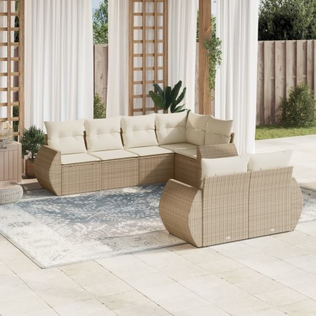 Set sofás de jardín 7 piezas y cojines ratán sintético beige en Conjuntos de jardín | Comprar online en Foru.es