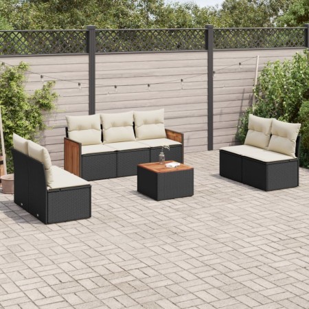 Set de sofás de jardín 8 piezas y cojines ratán sintético negro de , Conjuntos de jardín - Ref: Foro24-3259963, Precio: 444,0...