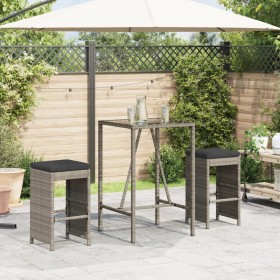 Taburetes altos de bar de jardín cojines 2 uds ratán PE gris de , Sillas de jardín - Ref: Foro24-368687, Precio: 120,93 €, De...
