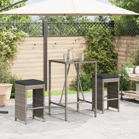 Taburetes altos de bar de jardín cojines 2 uds ratán PE gris de , Sillas de jardín - Ref: Foro24-368687, Precio: 120,93 €, De...
