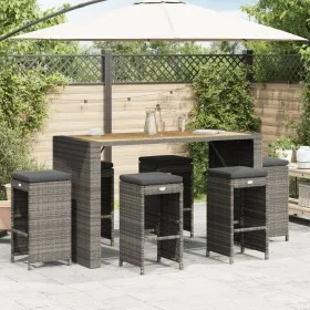 Taburetes altos de bar de jardín cojines 6 uds ratán PE gris de , Sillas de jardín - Ref: Foro24-368693, Precio: 378,02 €, De...