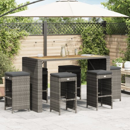 Taburetes altos de bar de jardín cojines 6 uds ratán PE gris de , Sillas de jardín - Ref: Foro24-368693, Precio: 349,01 €, De...